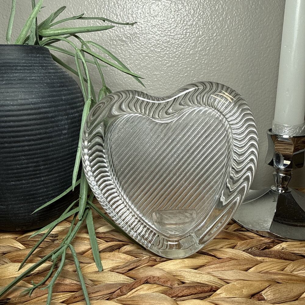 Vintage Mikasa Crystal Heart Picture Frame Ribbed Glass Japan Love Romantic